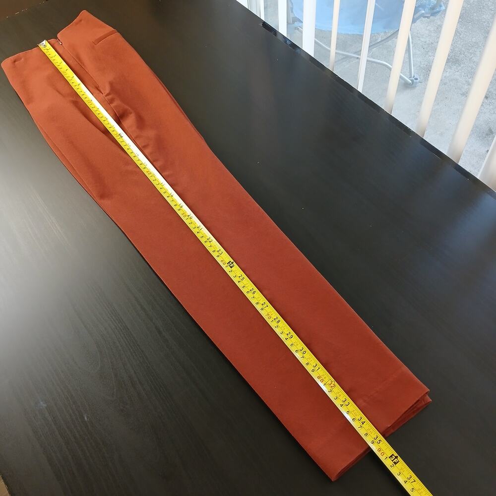 A New Day Slim Straight Leg Pintuck Ankle Pants 8 red-orange stretch high waist - Picture 12 of 14